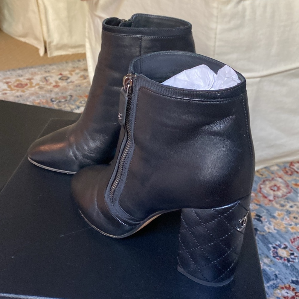 Chanel Black Leather Ankle Boots